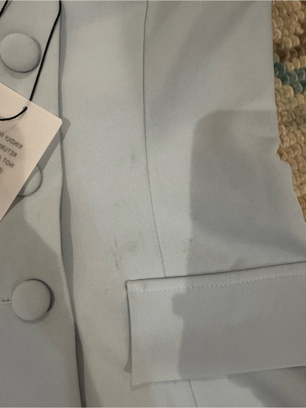 Strapless Light Blue Corset-Style Top with Front Buttons - Picture 2 of 4
